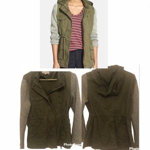 OLIVE & OAK SWEATER SLEEVE COTTON MILITARY JACKET  SMALL